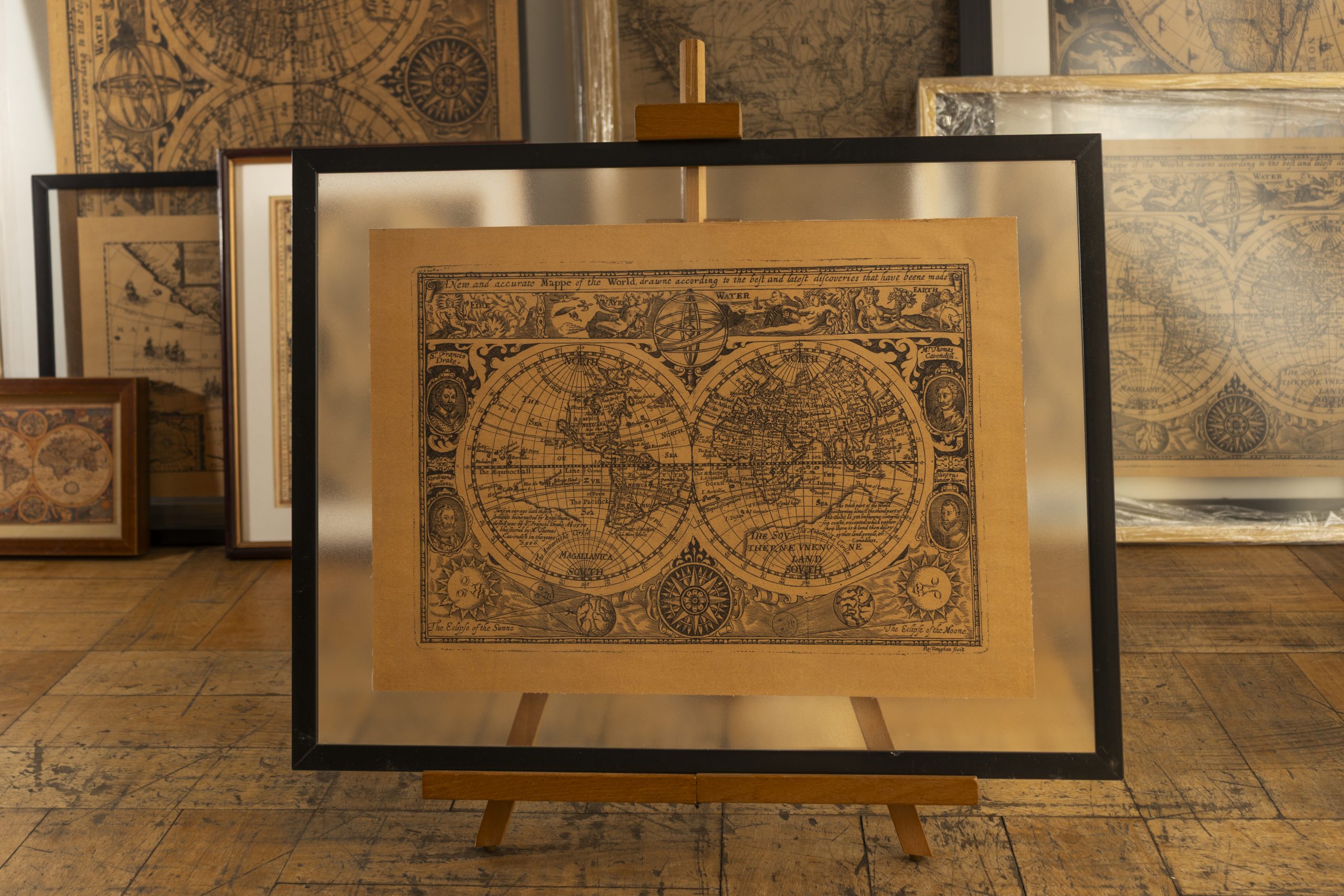 Planisferio inglés (marco negro)